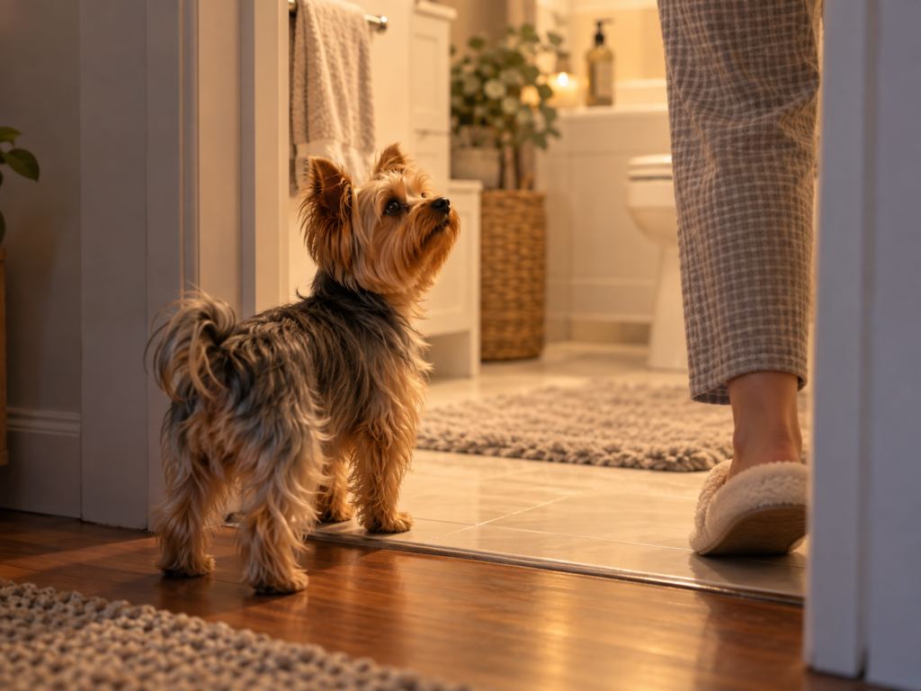¿Por qué mi perro me sigue al baño?
